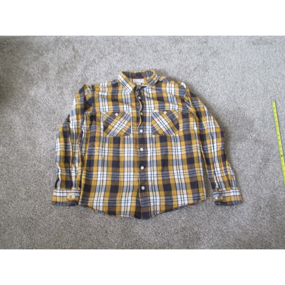 CC Filson Button Up Flannel Mens XL Yellow Black heavy
